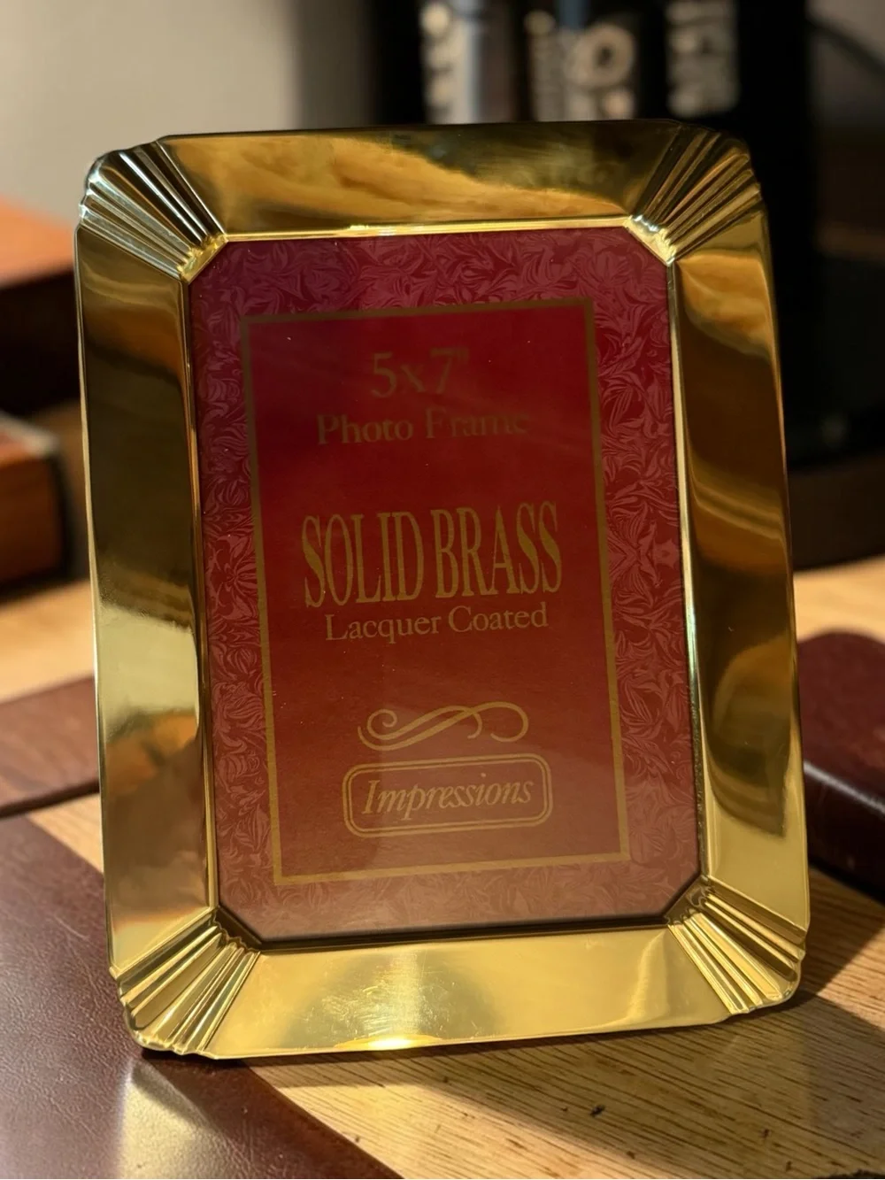 Vintage Solid Brass 5x7” Impressions Picture Frame - Elegant Home Accent